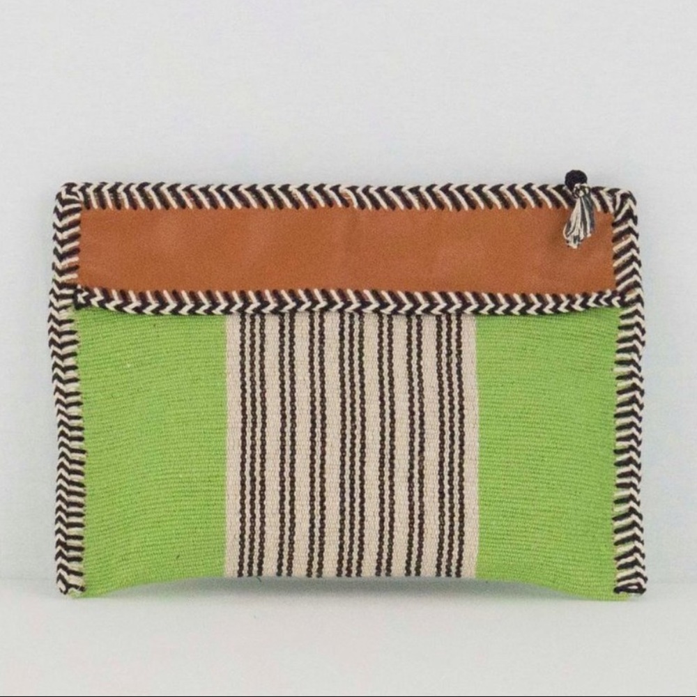 Clutch Bag with zipper closure jute cotton